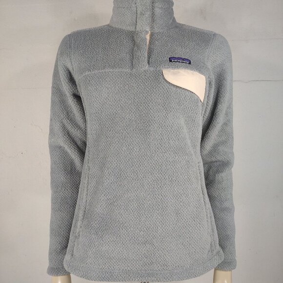 Patagonia gray plush 1/4 snap Retool snap tee pullover sweatshirt ladies Medium - Picture 1 of 9